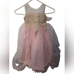 Calla Collection Pink Rhinestone Tulle Ball Gown Girls Dress Size 2 AS IS